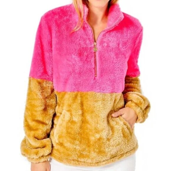Lilly Pulitzer Tops - SOLD Lilly Pulitzer NWT Pink Isle You Earned It Colorblock Keala Sherpa XXL